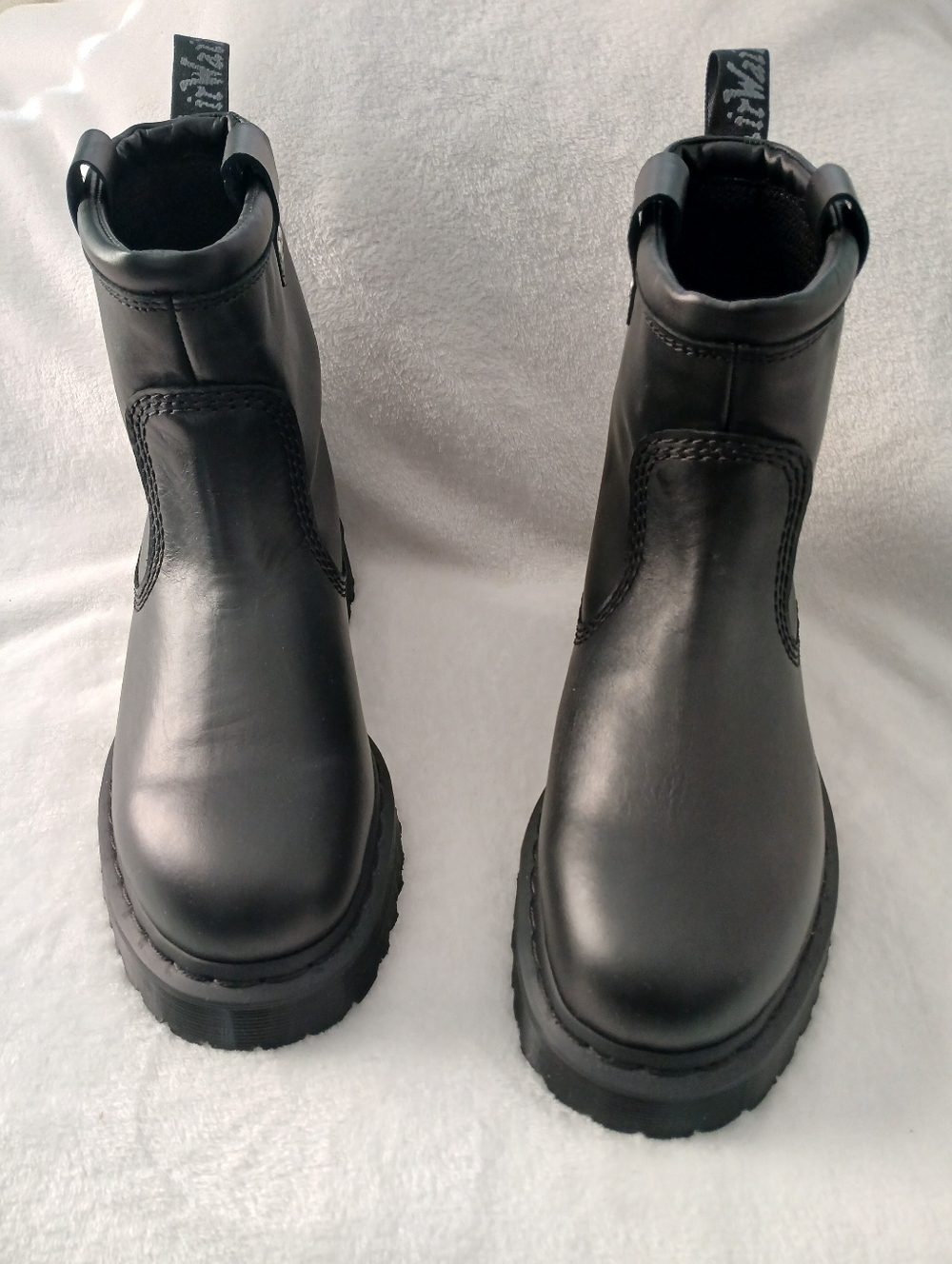 Dr. Martens Anistone Lo Leather Black Chunky Biker Boots Women's Size 8 / Mens 7
